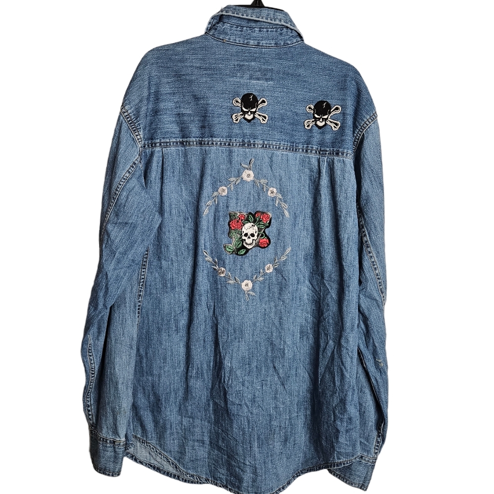 Levi's Signature Denim Chambray Long Sleeve Upcycled Shirt Button Front Unisex - Picture 2 of 13